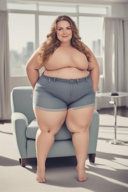 Foto mulher asiática com excesso de peso, feminista, com imagem corporal positiva, com poder decisivo e empoderamento das mulheres