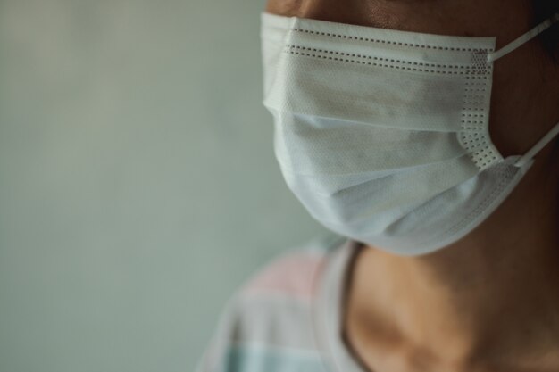 Mulher asiática, desgastar, máscara protetora higiene