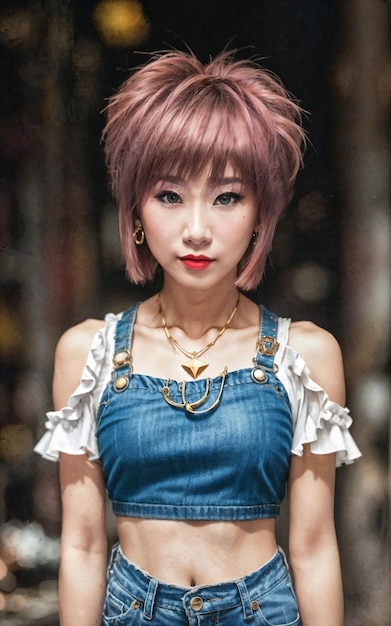 Mulher asiática tailandesa malcriada com IA generativa de pano de estilo de moda