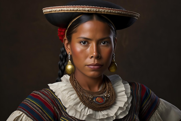 Mulher boliviana em trajes tradicionais Generative AI