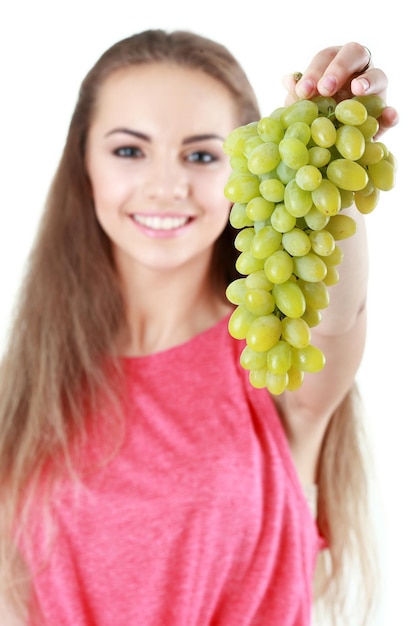 Mulher bonita com frutas e legumes