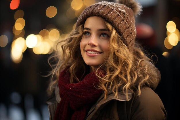 mulher bonita com roupas de inverno