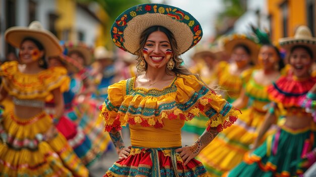 Mulher bonita dança a celebração do Cinco de Maio