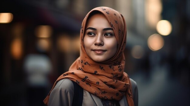 Mulher bonita em um fundo desfocado do mercado modelo de foco seletivo