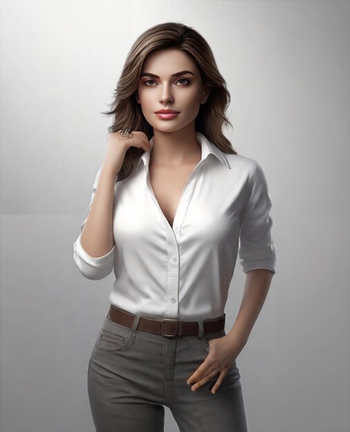 mulher bonita vestida com camisa branca