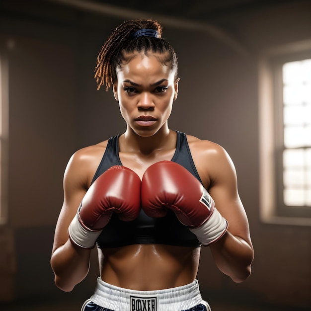 Foto mulher boxeadora afro-americana