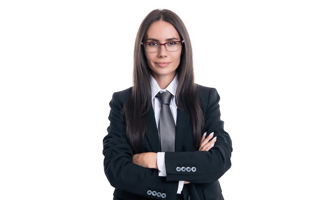 Mulher ceo isolada em mulher ceo branca no estúdio mulher ceo na foto de fundo da mulher ceo usa óculos