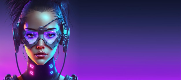 Mulher ciborgue no estilo cyberpunk Robô de terno com uma ilustração 3d de corte de cabelo