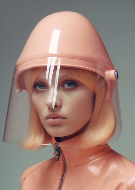 Mulher colorida beleza látex moda chapéu criativo óculos rosto arte retrato Generative AI