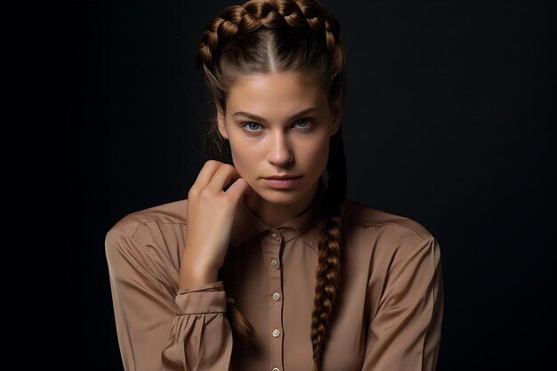 Foto mulher com cabelo trançado posando