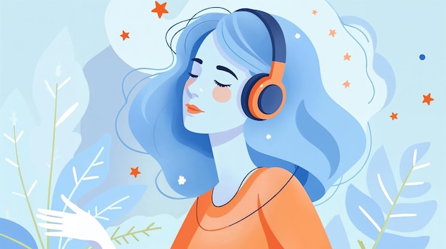 Mulher com fones de ouvido a ouvir música