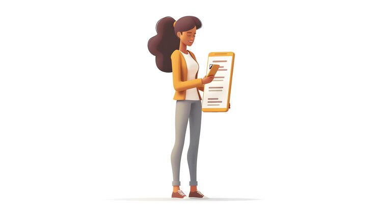 Foto mulher com ícone plano 3d recebendo notificação de pagamento do aplicativo de mobile banking no smartphone isolada