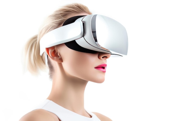 Mulher com óculos vr isolados no branco