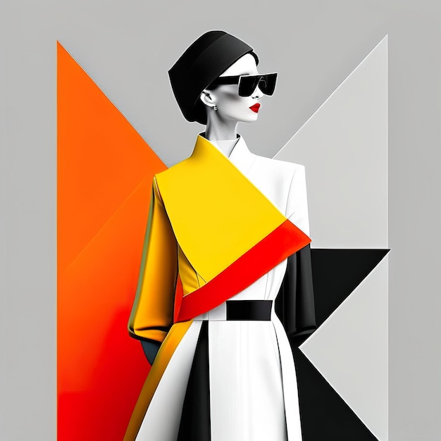 Mulher com roupas elegantes com fundo colorido IA generativa