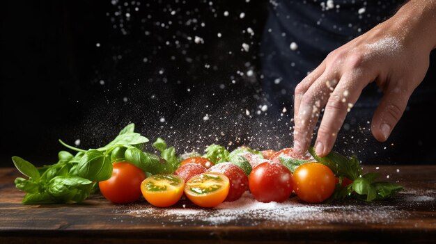 mulher com salada de vegetais frescos na cozinha comida saudável