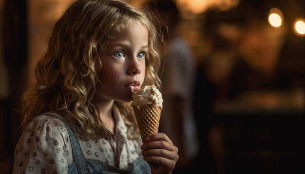 mulher comendo creme criança tomando sorvete menina comendo sorvete