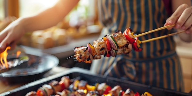 Mulher cozinhando na cozinha IA generativa