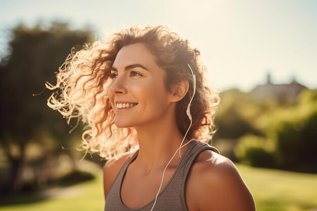 Mulher de 30 anos se prepara para começar sua rotina de exercícios