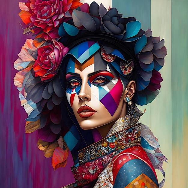 Mulher de arte colorida