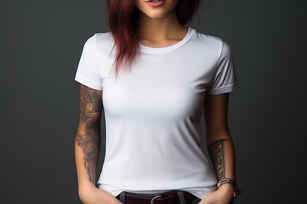 Mulher de camisa branca Mockup criado com IA gerativa