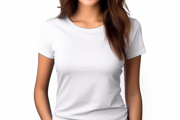 Foto mulher de camisa branca mockup criado com ia gerativa