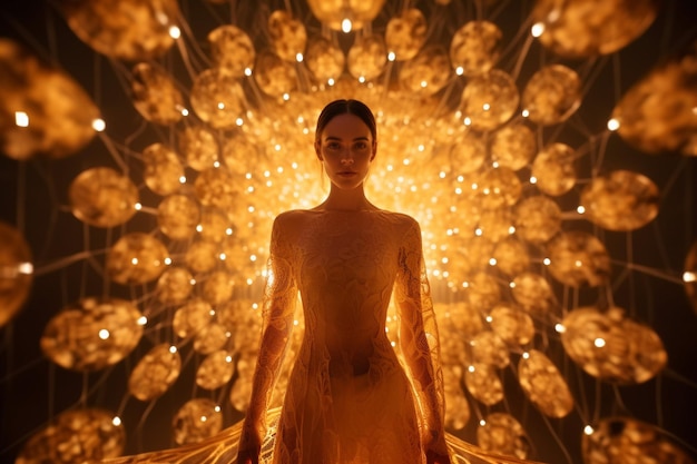 Foto mulher de encaixe luminosa em foto de vestido