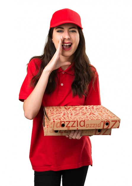 Mulher de entrega de pizza gritando