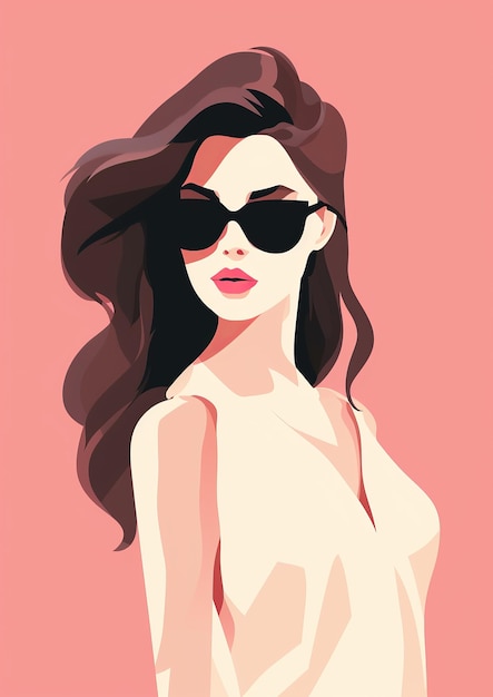 Mulher de moda 2d plana ilustração vetorial mínima fundo rosa para design de cartaz