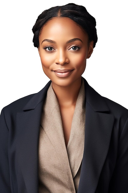 Mulher de negócios afro-americana sorrindo para câmera generativa ai