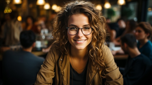 Mulher de negócios bem-sucedida sorridente após um gerenciamento de pessoal de conceito de escritório de projeto concluído