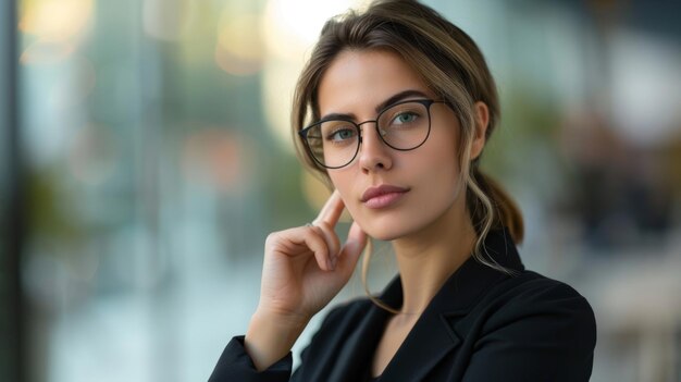 Foto mulher de negócios cética expressando dúvidas sobre a ia geradora