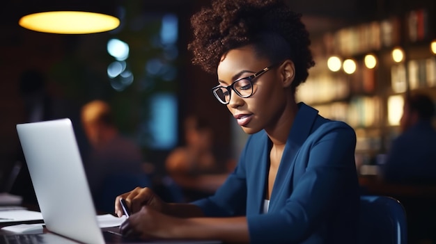 Mulher de negócios com laptop