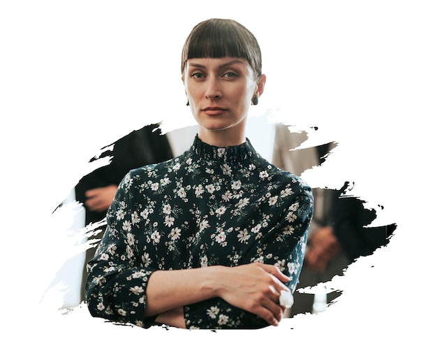 Mulher de negócios confiante adesivo png fundo transparente