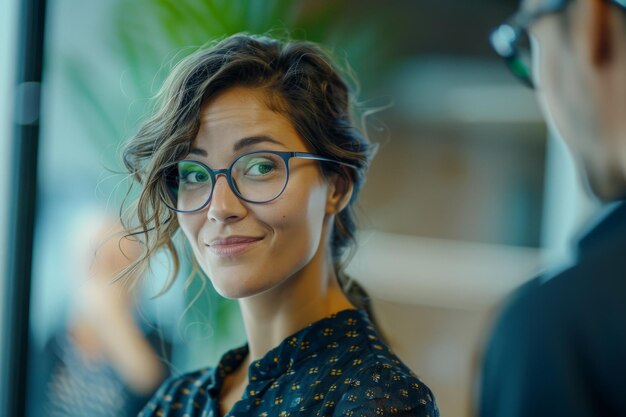 Foto mulher de negócios e homem juntos