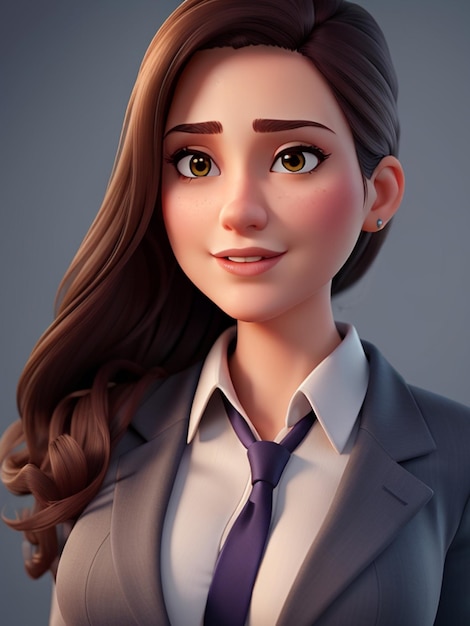 mulher de negócios linda personagem de jogo 3d