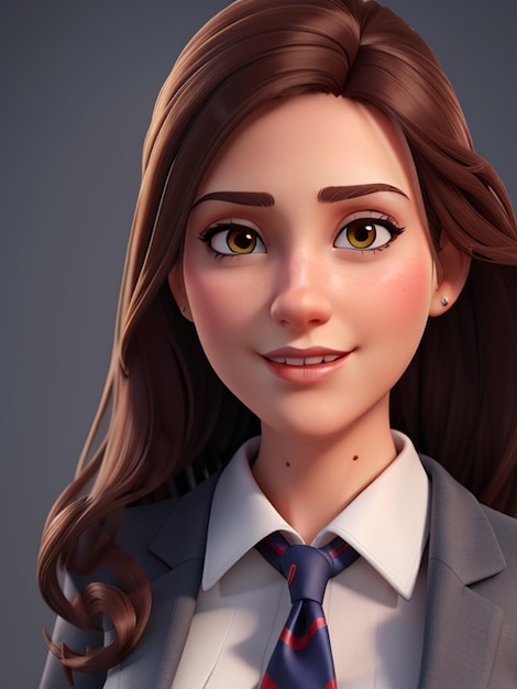 mulher de negócios linda personagem de jogo 3d