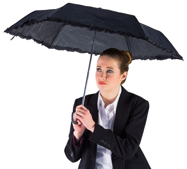 Mulher de negócios segurando um guarda-chuva preto