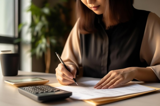 mulher de negócios usando smartphone e laptop com tablet digital e diagrama de negócios gráfico