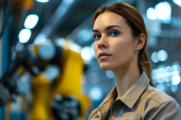 Foto mulher de negócios usando tecnologia de ia para melhorar o serviço ao cliente