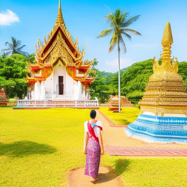 Mulher de pé em khao na nai luang dharma mparkisur