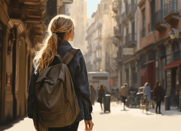Foto mulher de pé na rua da cidade