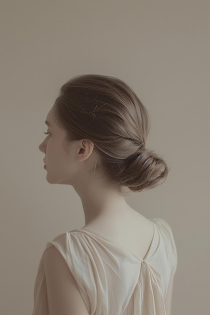 Mulher de vestido branco com cabelo trançado ia generativa