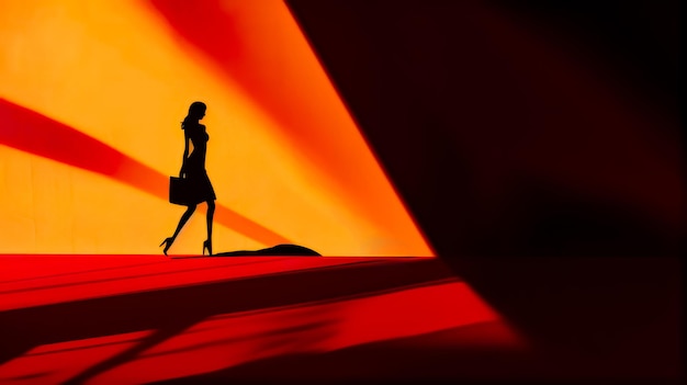Mulher de vestido curto caminhando pelo tapete vermelho com bolsa de mão IA generativa