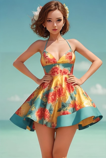 Mulher de vestido floral