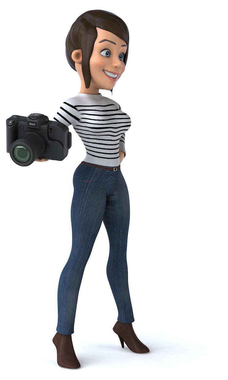 Foto mulher divertida personagem casual de desenho animado em 3d