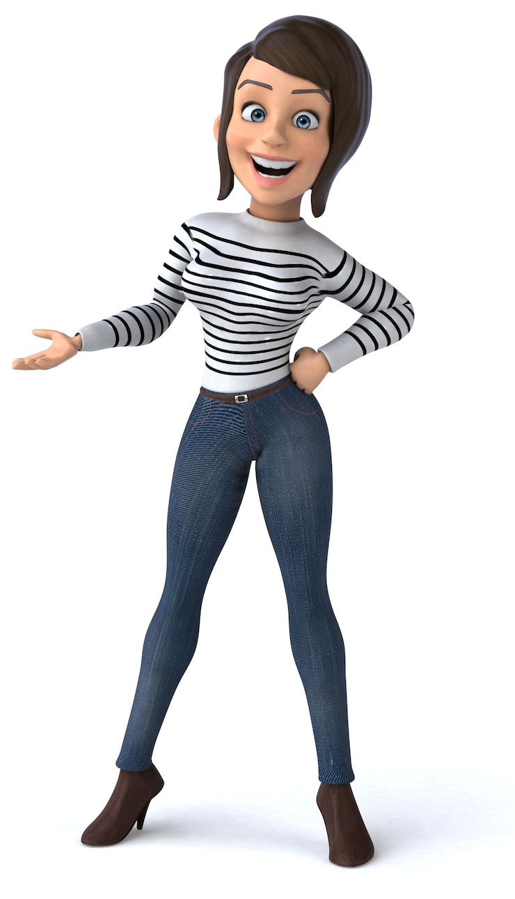Foto mulher divertida personagem casual em 3d