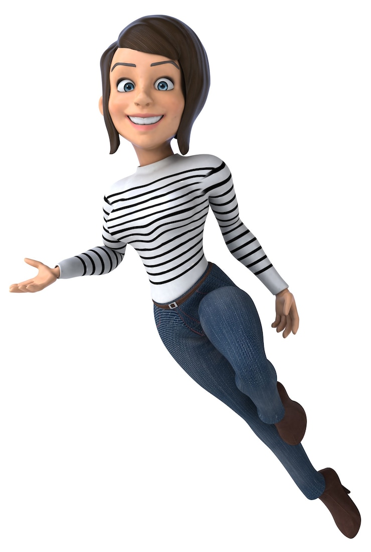 Foto mulher divertida personagem casual em 3d