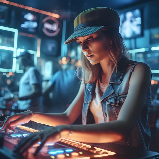 Mulher dj em ação