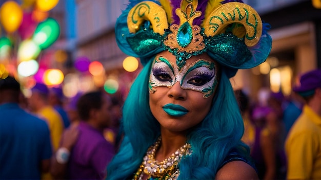 Mulher do carnaval feliz e colorida