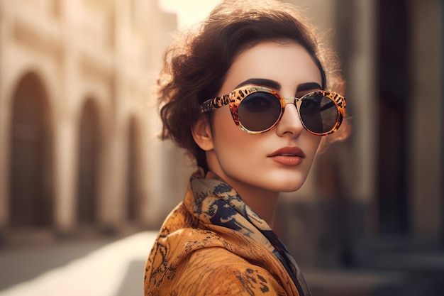 Mulher do Oriente Médio Mulher natural elegante com retrato de óculos de sol Gerar ai